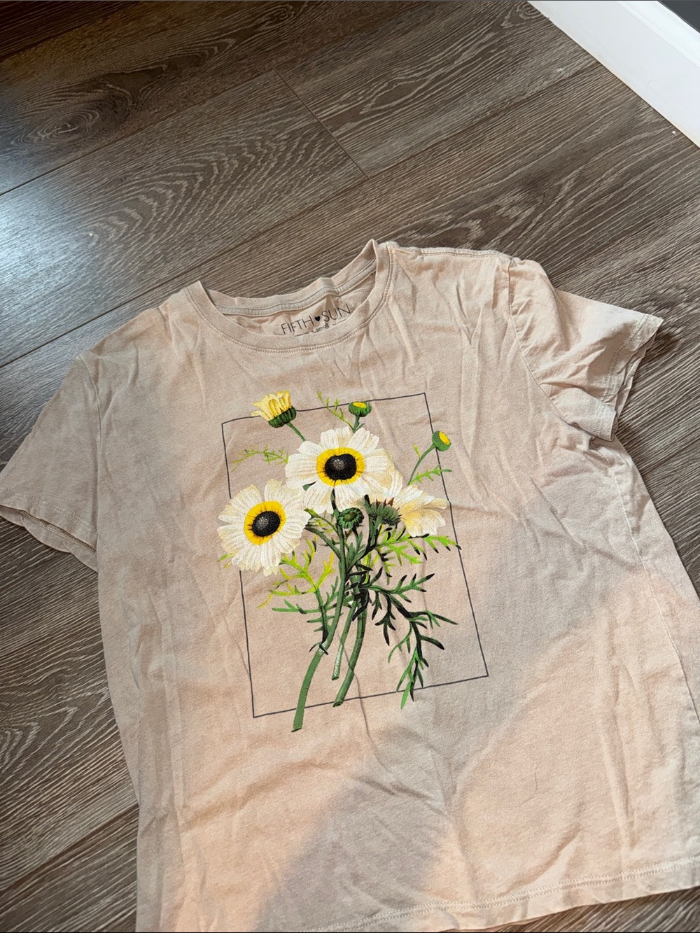 Target Faded Pink Short Sleeve Tee with Yellow & Green Floral Print